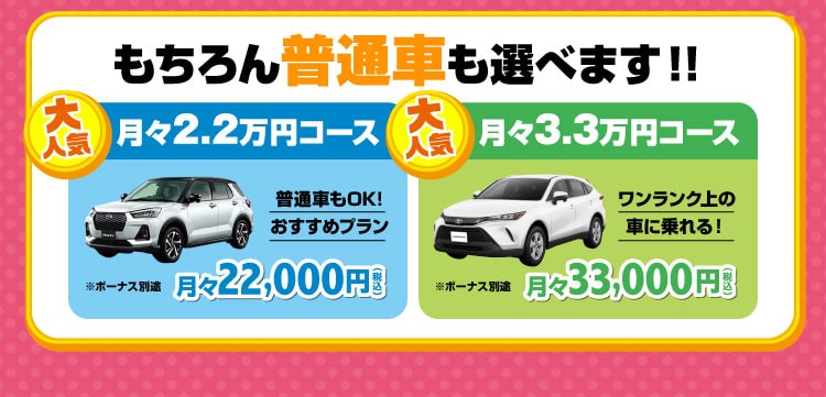 もちろん普通車も選べます